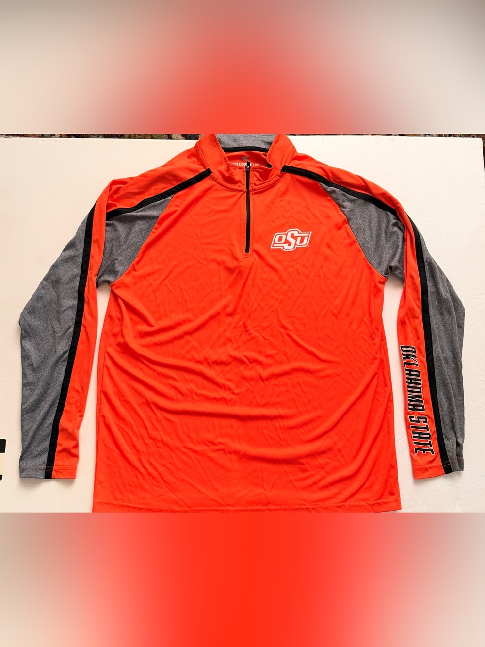 Oklahoma State Cowboys Mens Medium Quarter Zip Pullover OSU Colosseum Orange